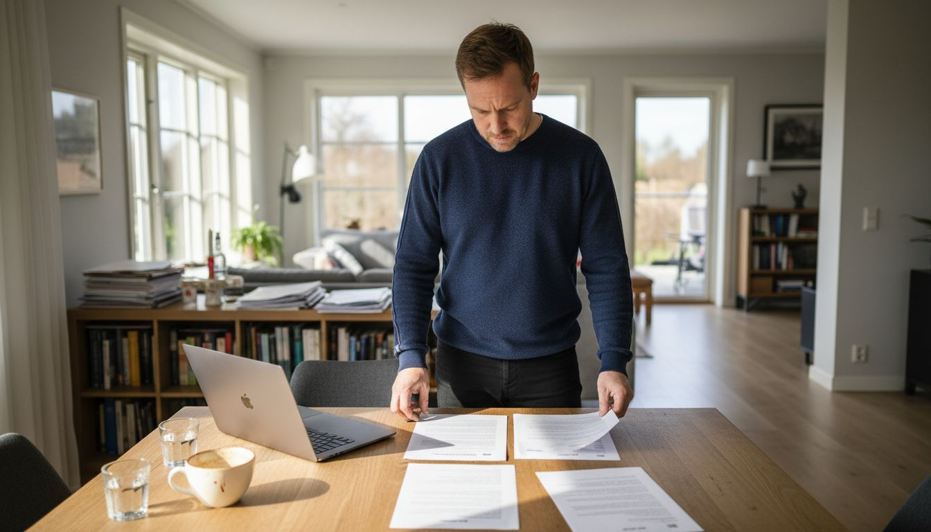 Mand undersøger forskellige tilbud på renovering af sit hus