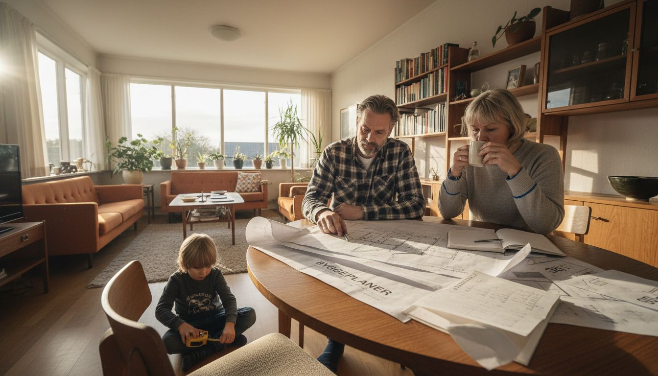 Familien går i gang med en gennemgribende fornyelse af stuen